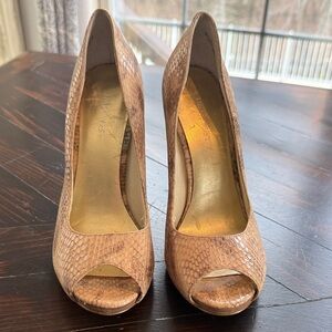 Nine West Snake Skin Print Peep-Toe Pumps